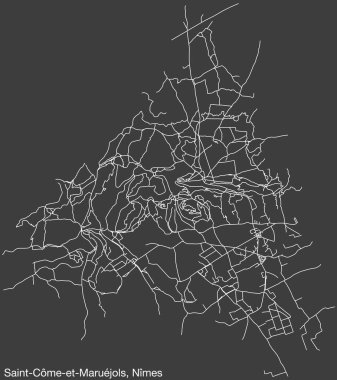 Fransa 'nın NMES kentinin SAINT-CME-ET-MARUJOLS COMUNE' unun elle çizilmiş yol haritası ve sağlam arka plan üzerinde isim etiketi