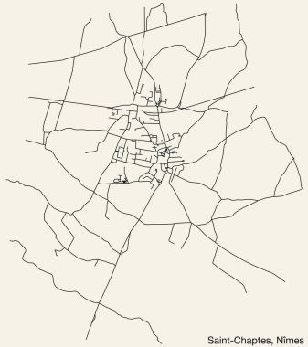 Fransa 'nın NMES kentinin SAINT-CHAPTES COMUNE haritasının ayrıntılı elle çizilmiş yol haritası ve sağlam arka planda isim etiketi