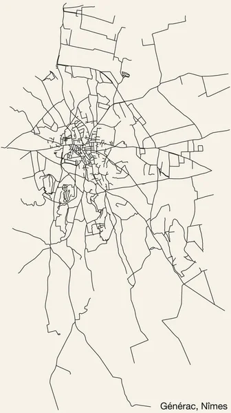Detailed Hand Drawn Navigational Urban Street Roads Map Gnrac Commune — Stock Vector