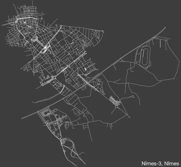 Mapa Detalhado Estradas Urbanas Navegação Desenhadas Mão Nmes Canton Cidade — Vetor de Stock