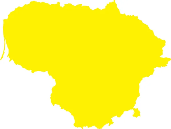 Yellow Cmyk Color Detailed Flat Stencil Map European Country Lithuania — стоковий вектор