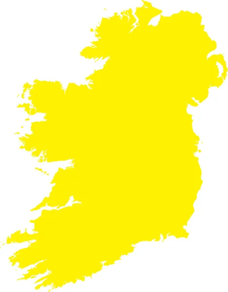 Yellow Cmyk Cor Detalhada Mapa Estêncil Plano País Europeu Irlanda — Vetor de Stock