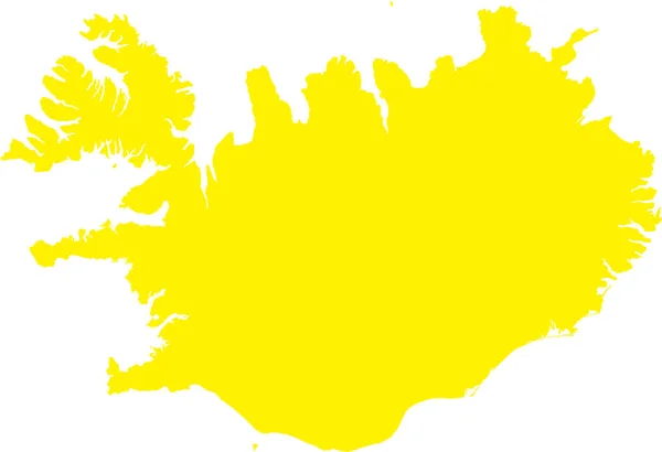 Żółty Cmyk Kolor Szczegółowy Płaski Szablon Mapę Europejskiego Kraju Iceland — Wektor stockowy