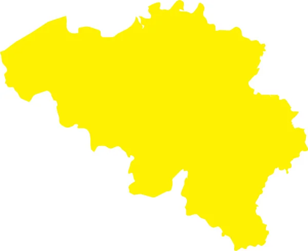 Żółty Cmyk Kolor Szczegółowy Płaski Szablon Mapę Europejskiego Kraju Belgii — Wektor stockowy