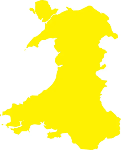 欧洲Wales国家透明背景下的Yellow Cmyk彩色详细平面模板图 — 图库矢量图片