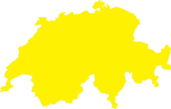 Yellow Cmyk Cor Detalhada Mapa Estêncil Plano País Europeu Suíça — Vetor de Stock
