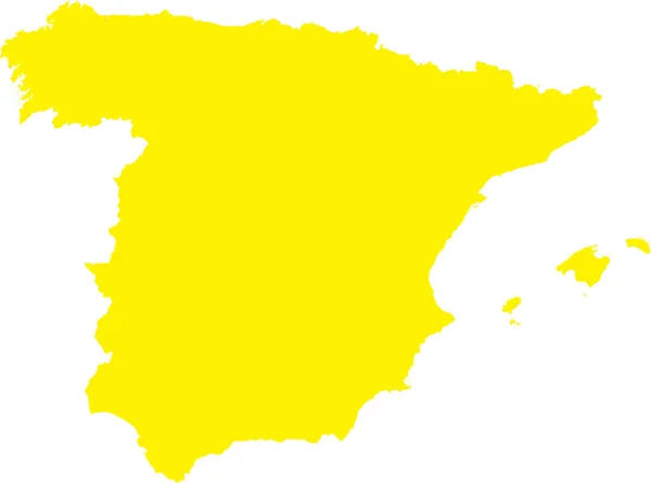 Yellow Cmyk Color Detailed Flat Stencil Map European Country Spain — Stock Vector