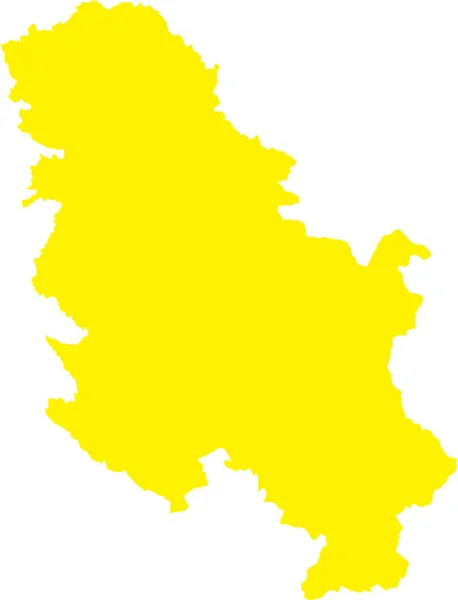 Yellow Cmyk Cor Detalhada Mapa Estêncil Plano País Europeu Sérvia — Vetor de Stock