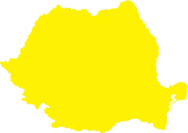 Yellow Cmyk Cor Detalhada Mapa Estêncil Plano País Europeu Roménia — Vetor de Stock