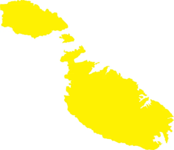 Yellow Cmyk Cor Detalhada Mapa Estêncil Plano País Europeu Malta — Vetor de Stock