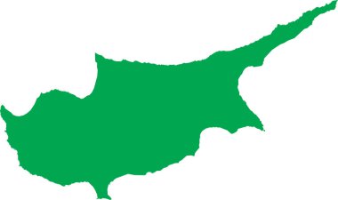 GREEN CMYK rengi, Avrupa ülkesi CYPRUS 'un şeffaf arkaplan üzerindeki düz şablon haritası