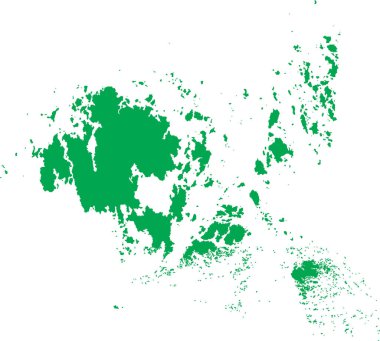 ALAND Adaları 'nın Avrupa özerk bölgesinin yeşil CMYK rengi ayrıntılı düz şablon haritası, şeffaf arkaplan üzerinde FINLAND