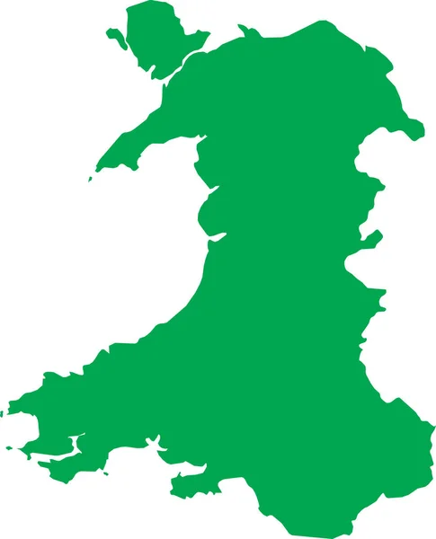 Green Cmyk Cor Detalhada Mapa Estêncil Plano País Europeu Wales —  Vetores de Stock