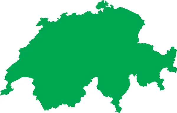 Зеленый Цвет Cmyk Детальная Плоская Трафаретная Карта Европейской Страны Switzerland — стоковый вектор