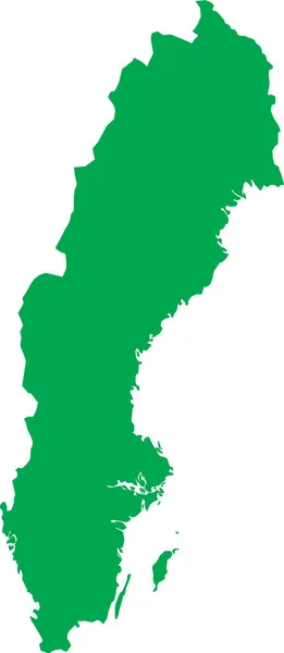 緑のCmyk色透明背景にスウェーデンの欧州諸国の詳細なフラットステンシルマップ — ストックベクタ