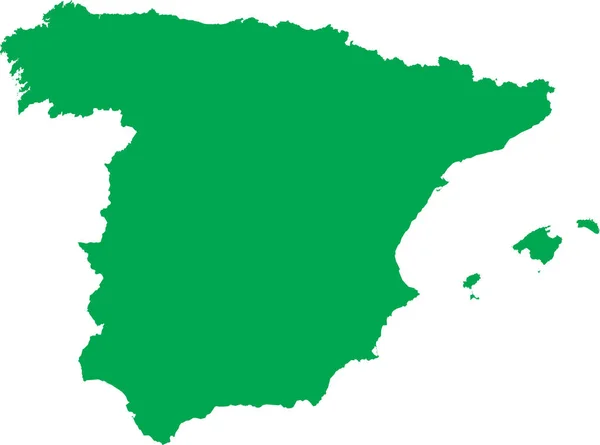 Green Cmyk Farbig Detaillierte Flache Schablonenkarte Des Europäischen Landes Spanien — Stockvektor