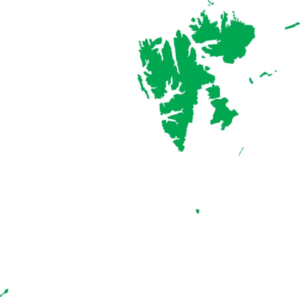 Green Cmyk Cor Detalhada Mapa Estêncil Plano País Europeu Svalbard — Vetor de Stock