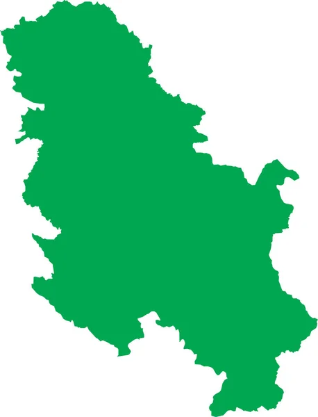 Зеленый Цвет Cmyk Детализированная Плоская Трафаретная Карта Европейской Страны Сербия — стоковый вектор