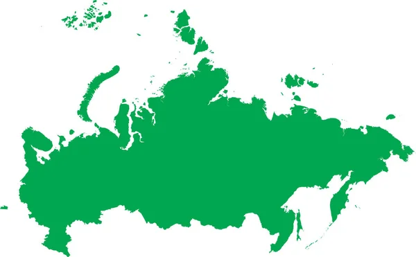 Green Cmyk Farbig Detaillierte Flache Schablonenkarte Des Europäischen Landes Russland — Stockvektor