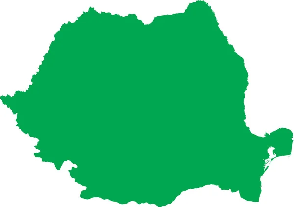 Green Cmyk Color Detailed Flat Stencil Map European Country Romania — Stock Vector