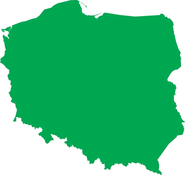 Green Cmyk Cor Detalhada Mapa Estêncil Plano País Europeu Polónia —  Vetores de Stock