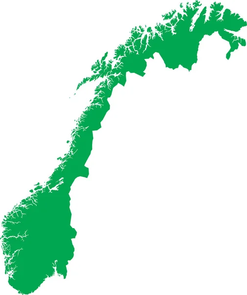 Vert Cmjn Couleur Détaillée Carte Pochoir Plat Pays Européen Norvège — Image vectorielle