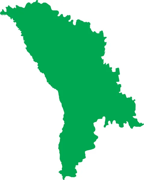Green Cmyk Cor Detalhada Mapa Estêncil Plano País Europeu Moldova — Vetor de Stock