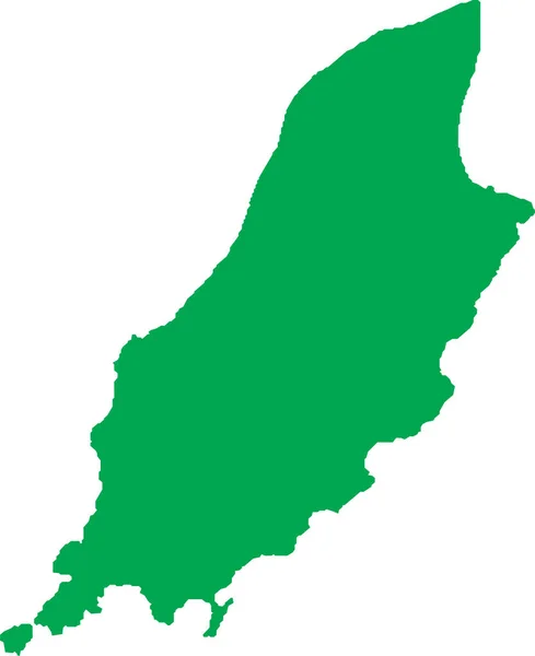 透明背景下的欧洲Isle Man国家绿色Cmyk彩绘详细平面模板图 — 图库矢量图片