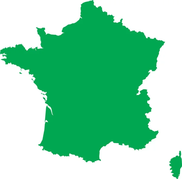Green Cmyk Кольорова Детальна Карта Плоского Трафарету Європейської Країни France — стоковий вектор