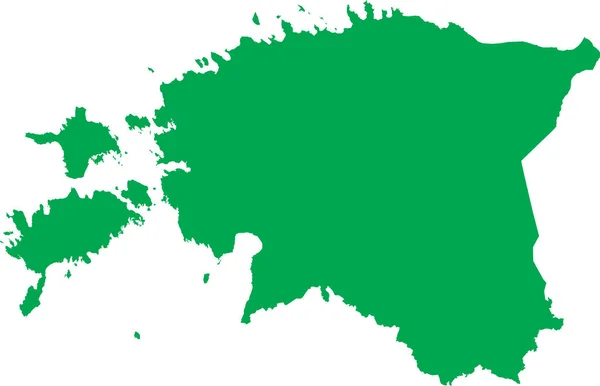 Green Cmyk Кольорова Детальна Карта Плоского Трафарету Європейської Країни Estonia — стоковий вектор