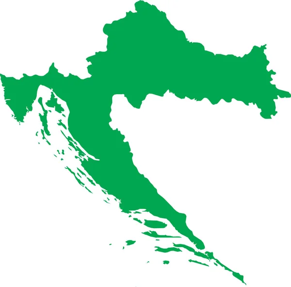 Green Cmyk Cor Detalhada Mapa Estêncil Plano País Europeu Croácia —  Vetores de Stock