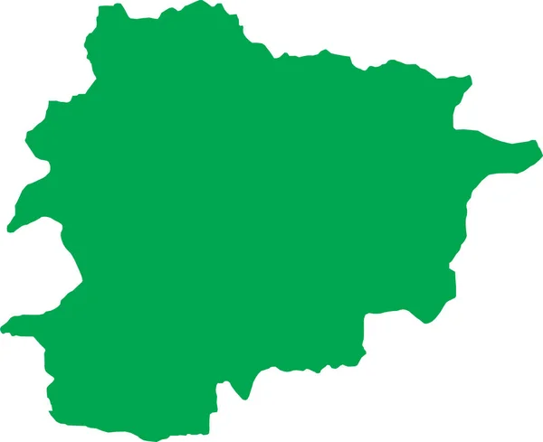 Green Cmyk Cor Detalhada Mapa Estêncil Plano País Europeu Andorra — Vetor de Stock