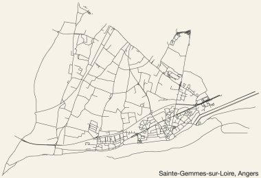Fransa 'nın başkenti ANGERS' in SAINTE-GEMMES-SUR-LOIRE COMUNE haritasının ayrıntılı elle çizilmiş yol haritası ve sağlam arka planda isim etiketi