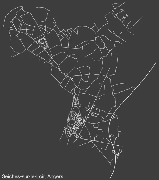 Detailní Ručně Kreslená Navigační Městská Mapa Seiches Sur Loir Commune — Stockový vektor