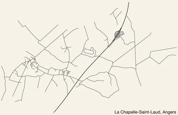 Detaillierte Handgezeichnete Straßenkarte Der Chapelle Saint Laud Commune Der Französischen — Stockvektor