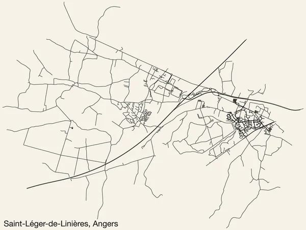 Detaillierte Handgezeichnete Straßenkarte Der Saint Lger Linires Commune Der Französischen — Stockvektor