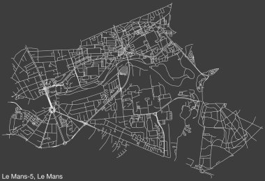 Fransa 'nın LE MANS-5 CANTON kentinin elle çizilmiş yol haritası ve sağlam arka planda isim etiketi var.