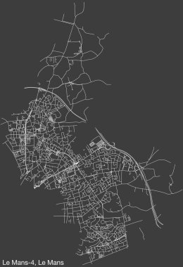 Fransa 'nın LE MANS-4 CANTON kentinin elle çizilmiş yol haritası ve sağlam arka planda isim etiketi var.