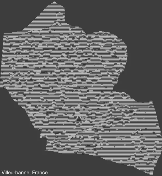 ヴィル ウルバン市の地形図フランス ヴィンテージを背景にしたソリッドな輪郭線と名前タグを持つ — ストックベクタ