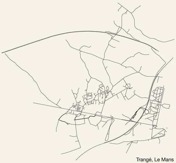Detaillierter Handgezeichneter Stadtplan Der Trang Commune Der Französischen Stadt Mans — Stockvektor