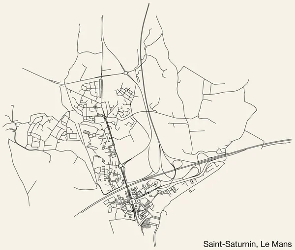 Detailed Hand Drawn Navigational Urban Street Roads Map Saint Saturnin — Stock Vector