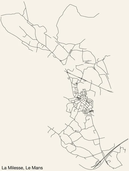 Fransa Nın Fransız Şehri Mans Los Angeles Milesse Comune Haritasının — Stok Vektör