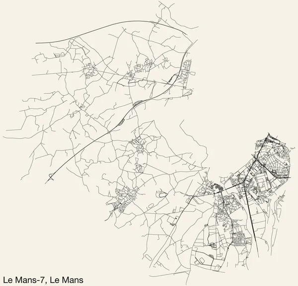 Detaillierte Handgezeichnete Straßenkarte Des Mans Canton Der Französischen Stadt Mans — Stockvektor