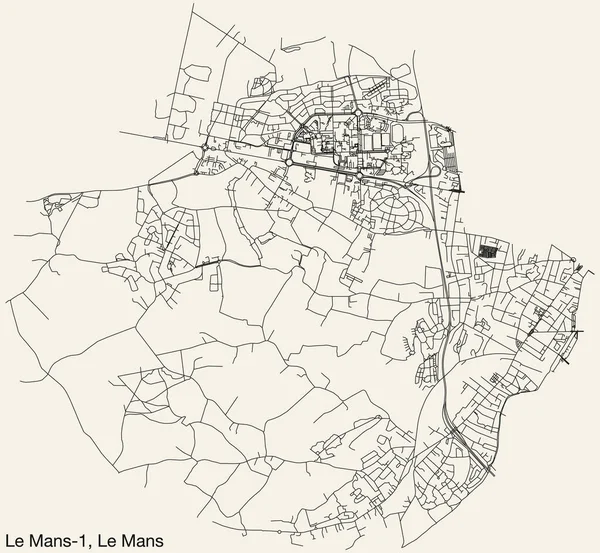 Detaillierte Handgezeichnete Straßenkarte Des Mans Canton Der Französischen Stadt Mans — Stockvektor