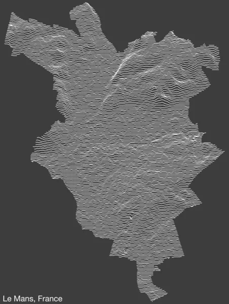 法国勒曼斯市地形地形图 具有坚实的等高线和老式背景上的名牌 — 图库矢量图片