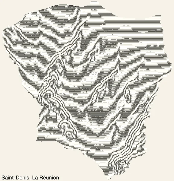 Topografische Reliefkarte Der Stadt Saint Denis Runion Frankreich Mit Durchgehenden — Stockvektor
