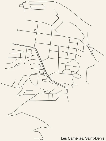 Detaillierte Handgezeichnete Straßenkarte Des Les Camlias Quarter Der Französischen Stadt — Stockvektor