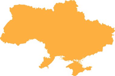 ORANGE CMYK rengi, Avrupa ülkesi UKRAINE 'ın şeffaf arkaplan üzerindeki düz şablon haritası