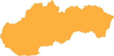 ORANGE CMYK rengi, Avrupa ülkesi SLOVAKIA 'nın şeffaf arkaplan üzerine ayrıntılı düz şablon haritası