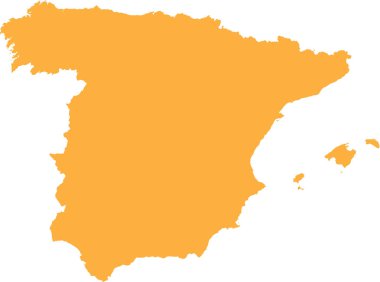 ORANGE CMYK rengi, Avrupa ülkesi İspanya 'nın şeffaf arkaplan üzerindeki düz şablon haritası